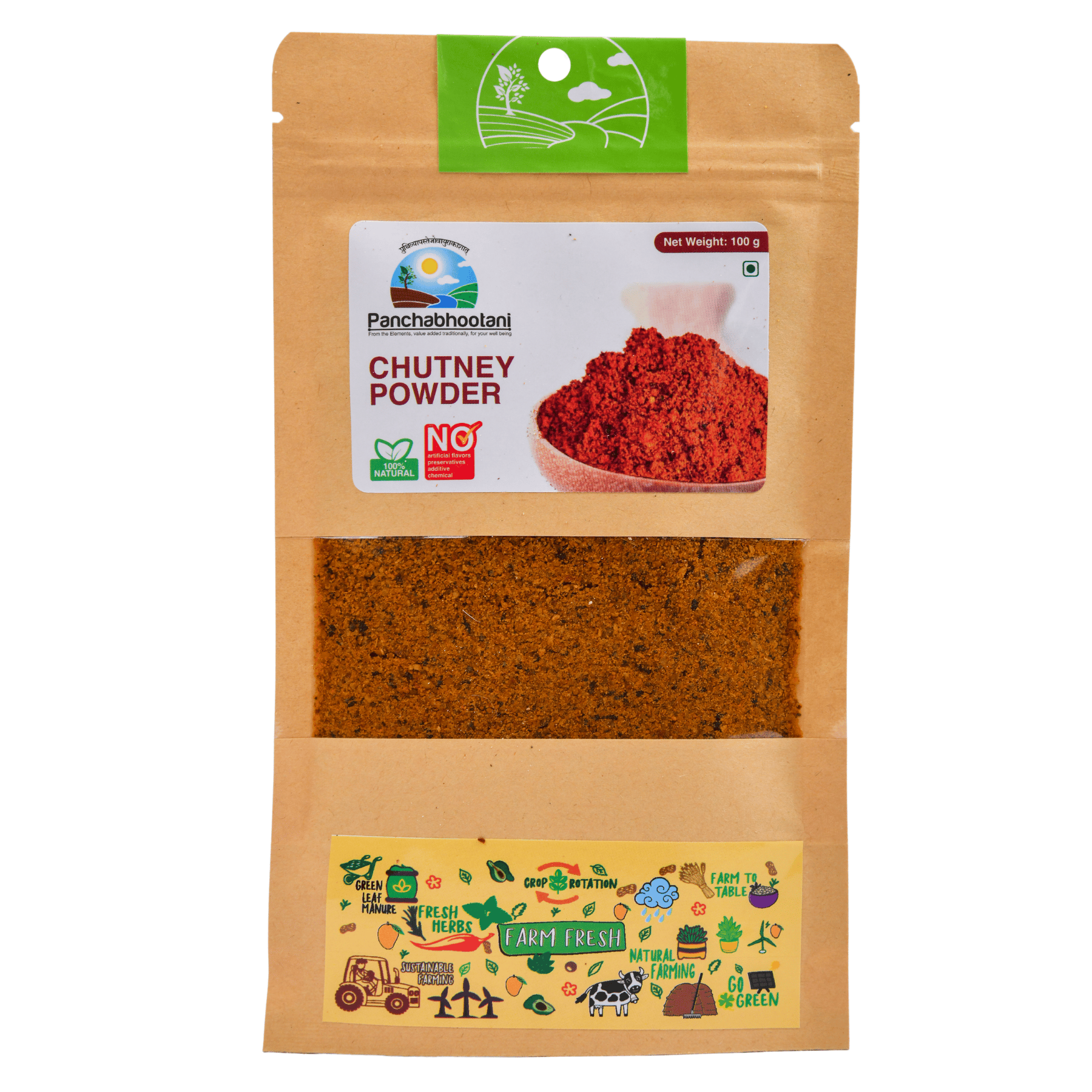 Panchabhootani Chutney Powder 100g | Savour As Dip Or Chutney | Sprinkle Over Dosa & Idly | Long-Shelf Life | No Garlic & Onion | No Added Preservatives & Colour | Made From Hand Picked lentil & Red Chilies