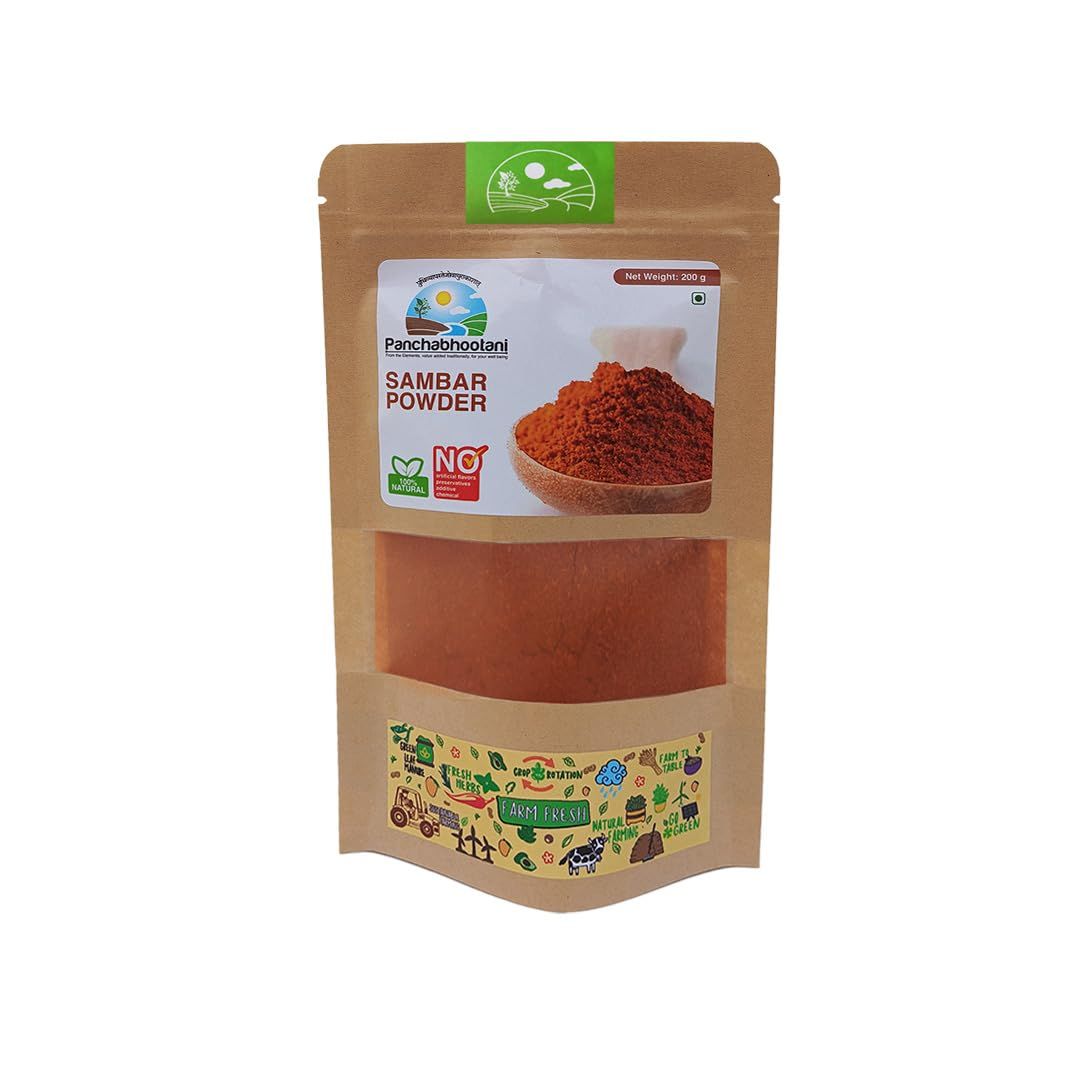 Panchabhootani Sambar Powder : South Indian Authentic Flavour,Easy Digestion - Vegan, No Garlic, No Onion,Delicious Sambar At Home, No Preservatives
