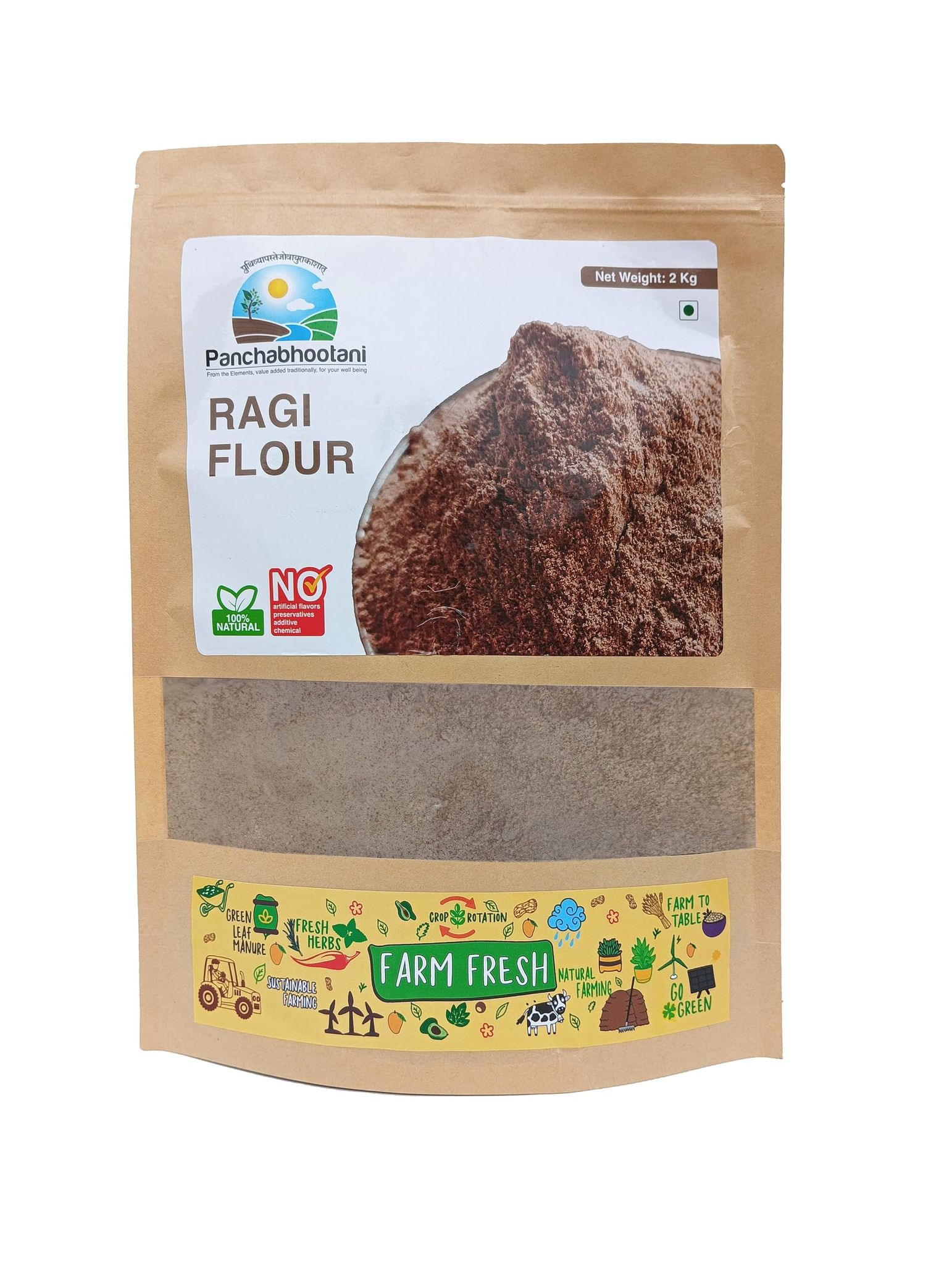 Panchabhootani Ragi Flour 2kg | Natural Healthy Low Carb Atta | Calcium, Protein & Vitamin Rich | Low on Gluten | Easy to Cook & Ready to Knead