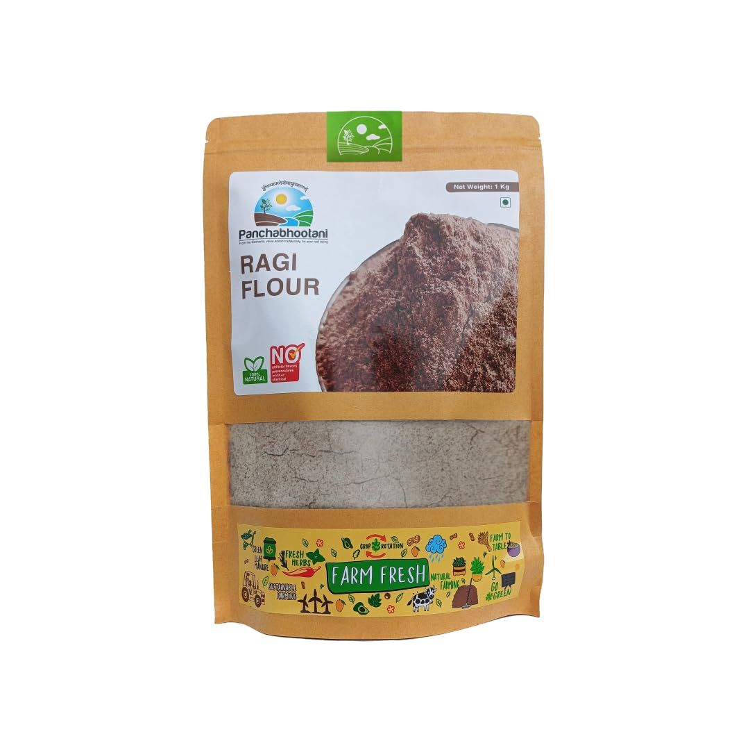 Panchabhootani Ragi Flour 1Kg | Natural Healthy Low Carb Atta | Calcium, Protein & Vitamin Rich | Low on Gluten | Easy to Cook & Ready to Knead