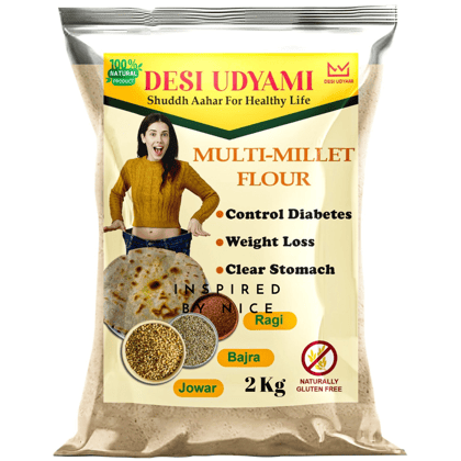 Desi Udyami's Multi Millet Atta - Gluten-Free, Diabetic-Friendly, Weight Loss & Cholesterol Control Flour | 2 kg