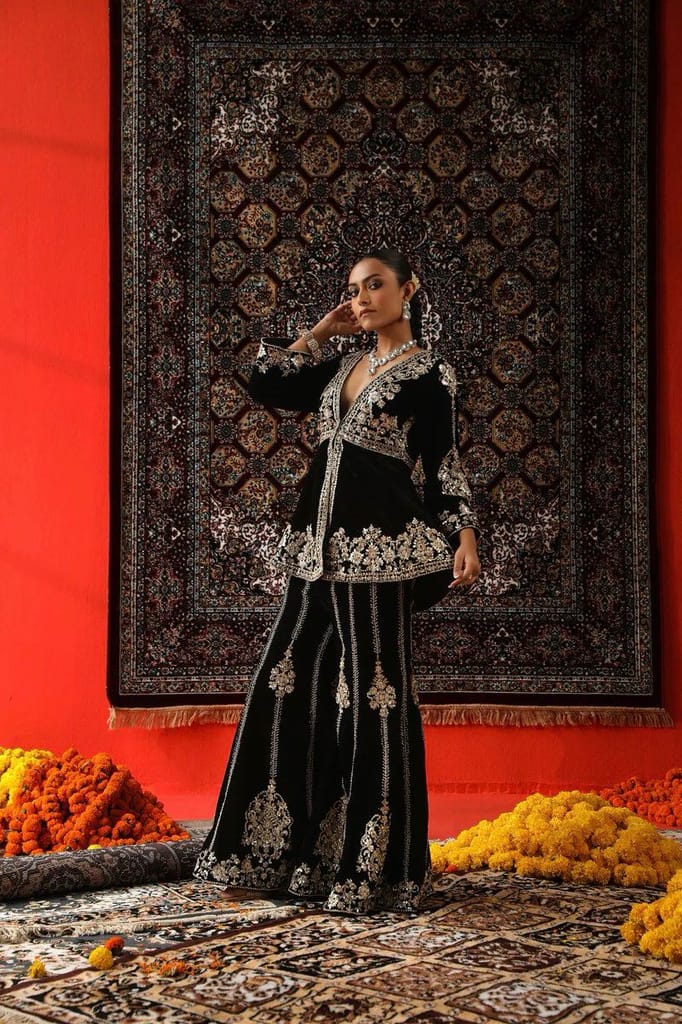 Black Palazzo Suit Set Salwar Kameez Readymade Pakistani Stitched New Indian Ready To Wear Wedding Suit