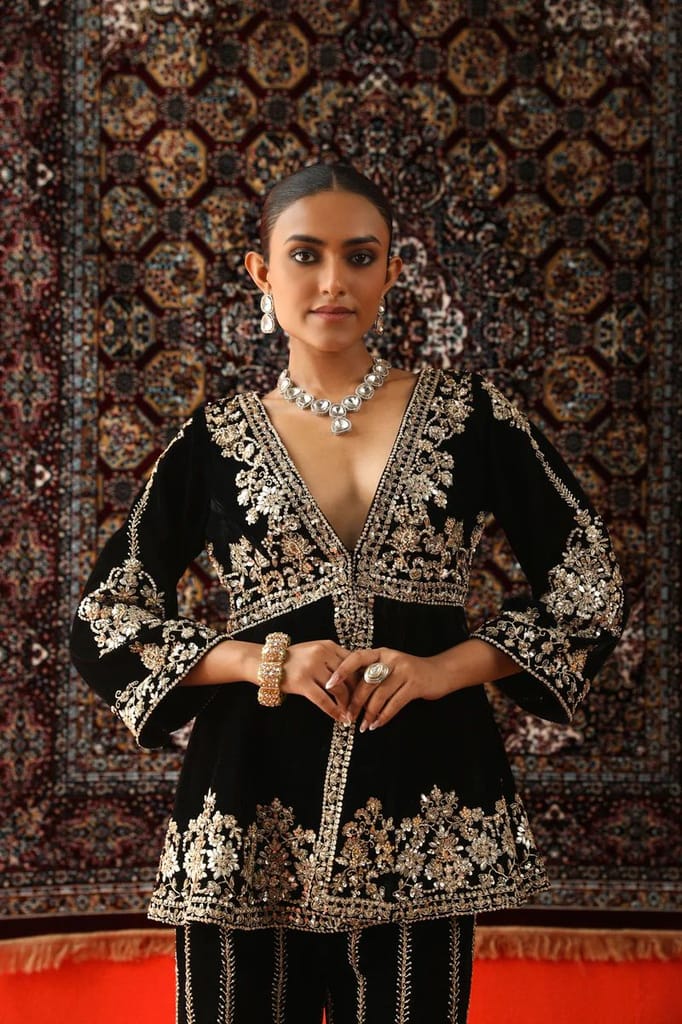 Black Palazzo Suit Set Salwar Kameez Readymade Pakistani Stitched New Indian Ready To Wear Wedding Suit