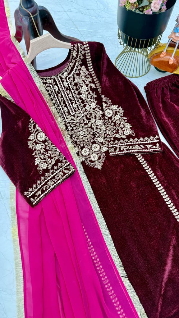 Pink Maroon Salwar Kameez Readymade Pakistani Stitched New Indian Ready To Wear Wedding Suit