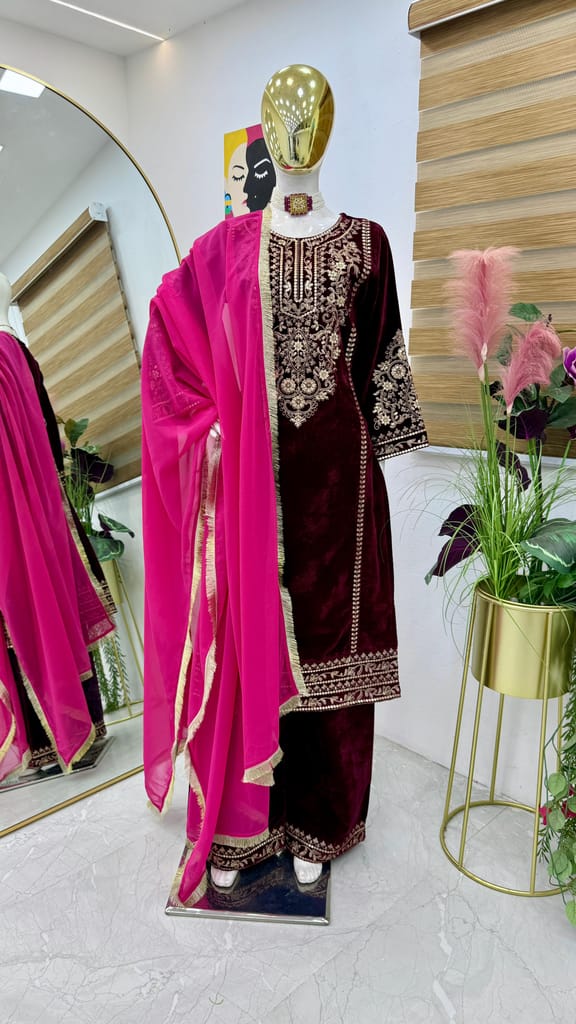 Pink Maroon Salwar Kameez Readymade Pakistani Stitched New Indian Ready To Wear Wedding Suit