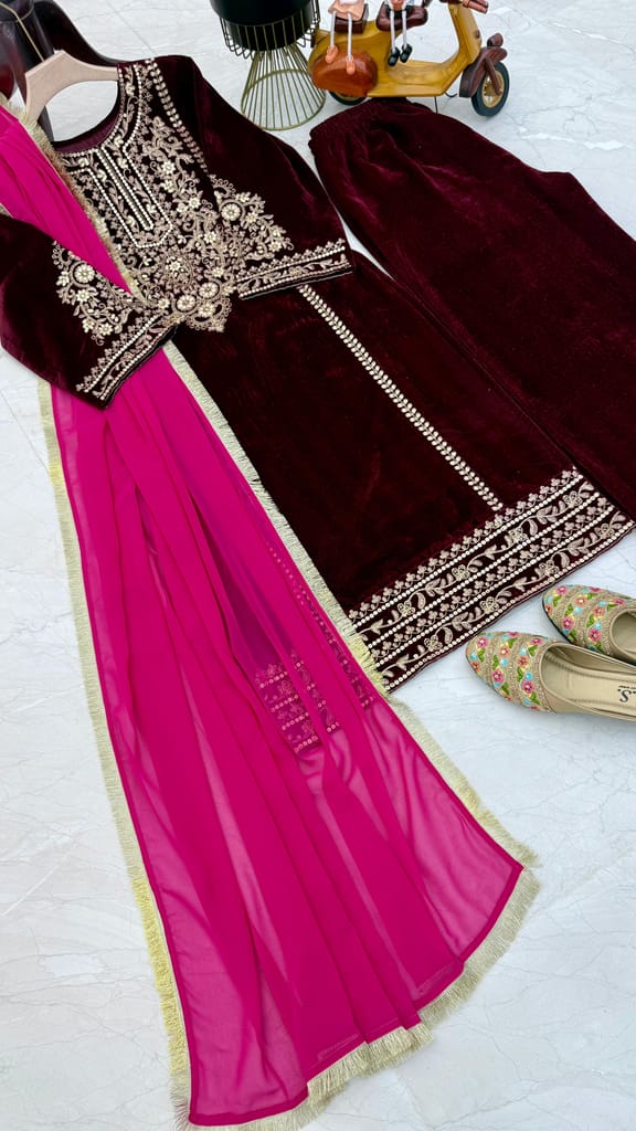 Pink Maroon Salwar Kameez Readymade Pakistani Stitched New Indian Ready To Wear Wedding Suit