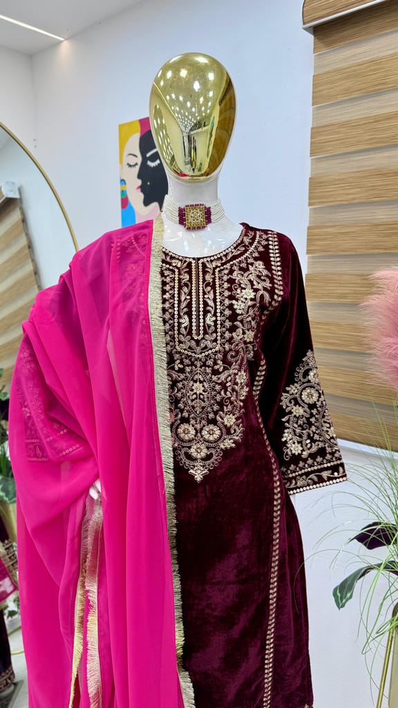 Pink Maroon Salwar Kameez Readymade Pakistani Stitched New Indian Ready To Wear Wedding Suit