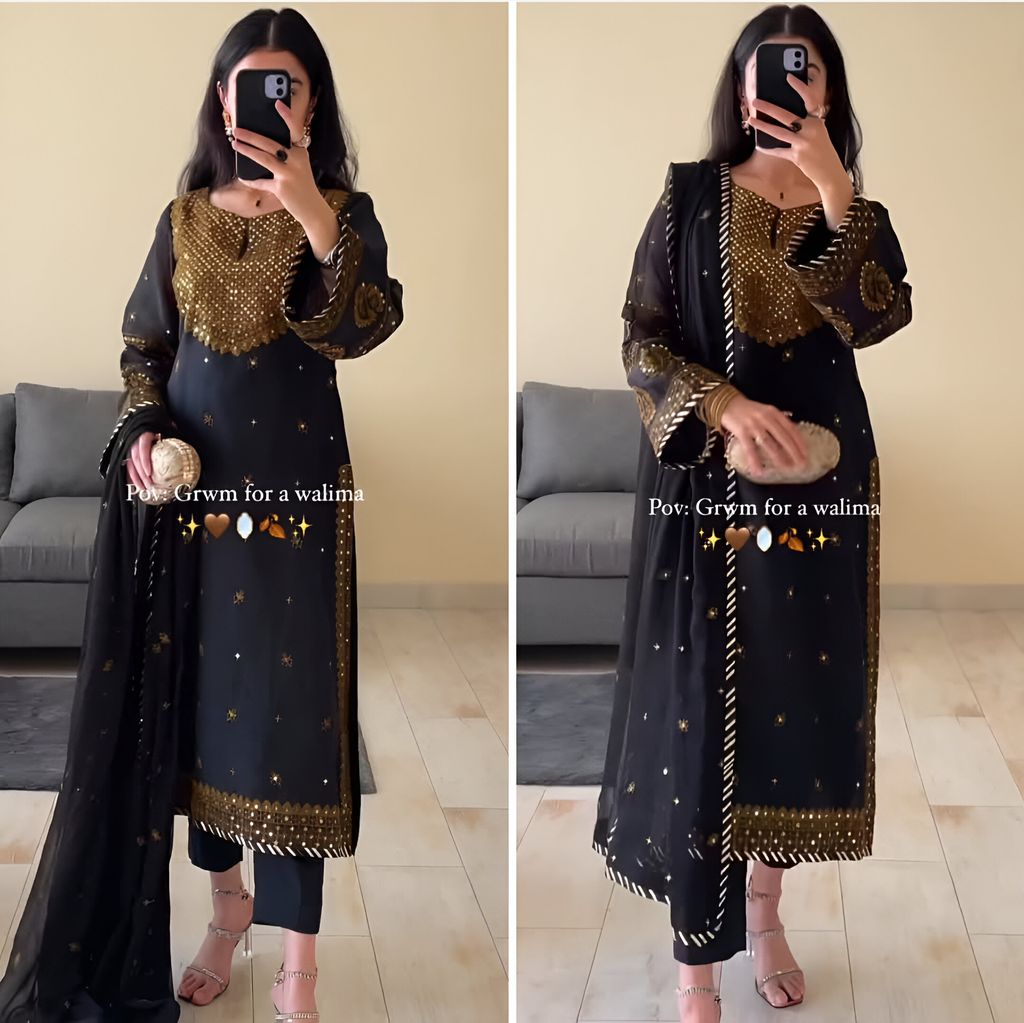 Black Salwar Kameez Readymade Pakistani Stitched New Indian Ready To Wear Wedding Suit
