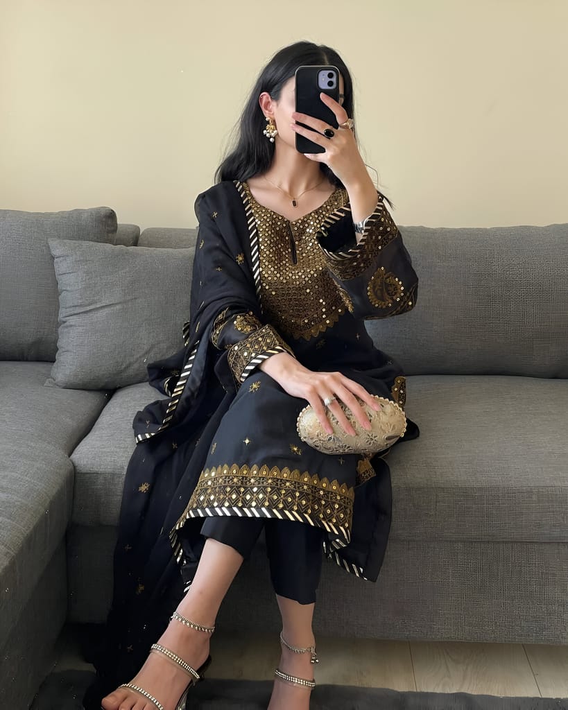 Black Salwar Kameez Readymade Pakistani Stitched New Indian Ready To Wear Wedding Suit