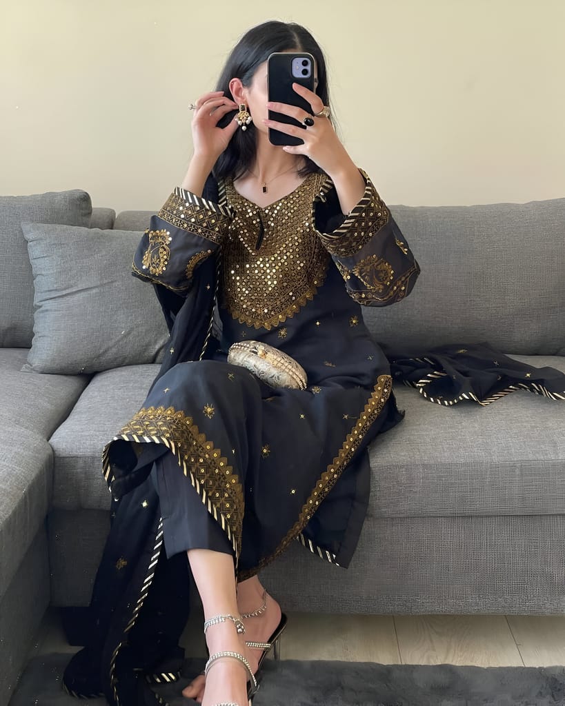 Black Salwar Kameez Readymade Pakistani Stitched New Indian Ready To Wear Wedding Suit