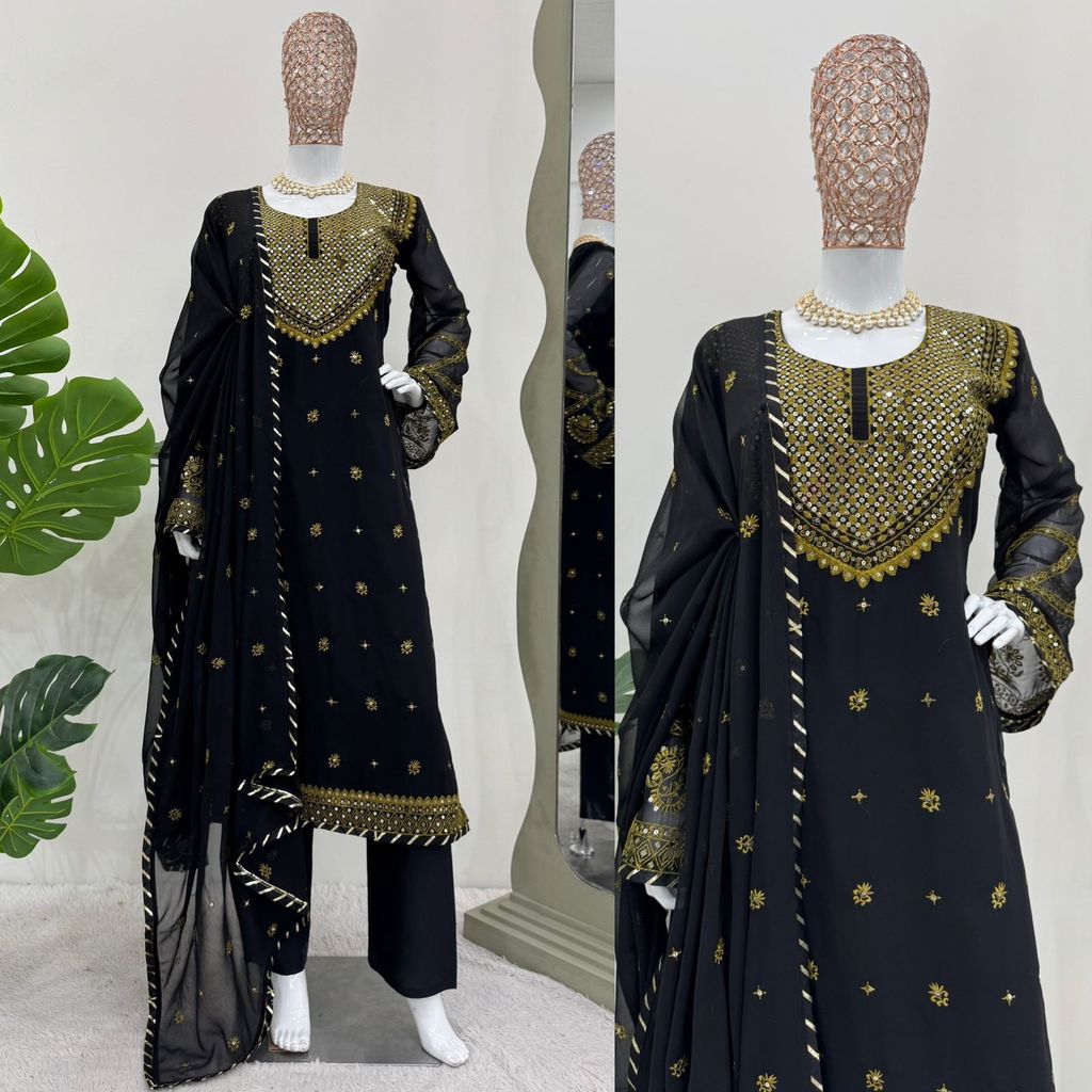Black Salwar Kameez Readymade Pakistani Stitched New Indian Ready To Wear Wedding Suit