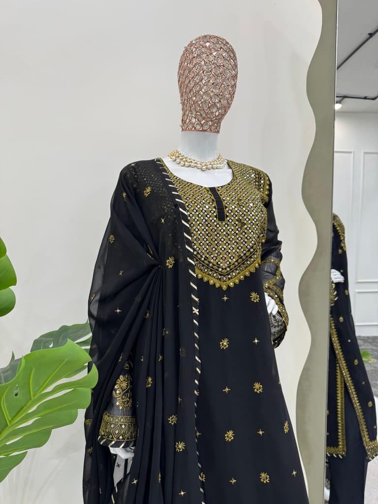 Black Salwar Kameez Readymade Pakistani Stitched New Indian Ready To Wear Wedding Suit