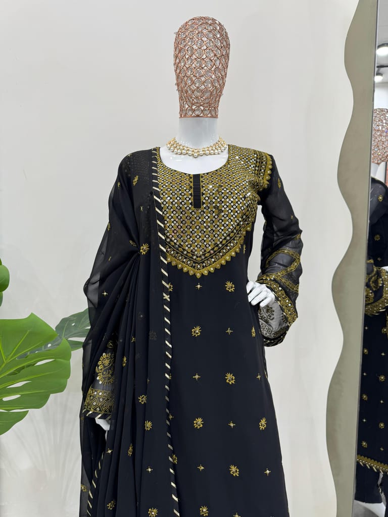Black Salwar Kameez Readymade Pakistani Stitched New Indian Ready To Wear Wedding Suit