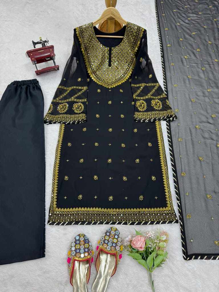 Black Salwar Kameez Readymade Pakistani Stitched New Indian Ready To Wear Wedding Suit