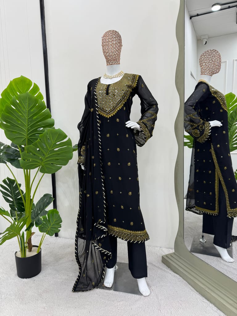 Black Salwar Kameez Readymade Pakistani Stitched New Indian Ready To Wear Wedding Suit