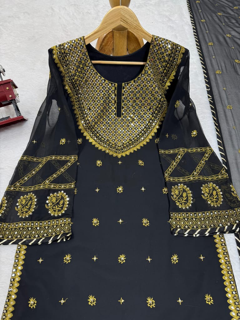 Black Salwar Kameez Readymade Pakistani Stitched New Indian Ready To Wear Wedding Suit