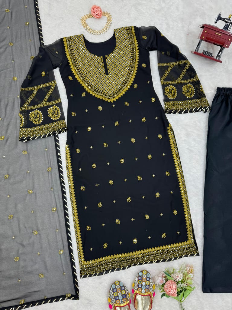 Black Salwar Kameez Readymade Pakistani Stitched New Indian Ready To Wear Wedding Suit