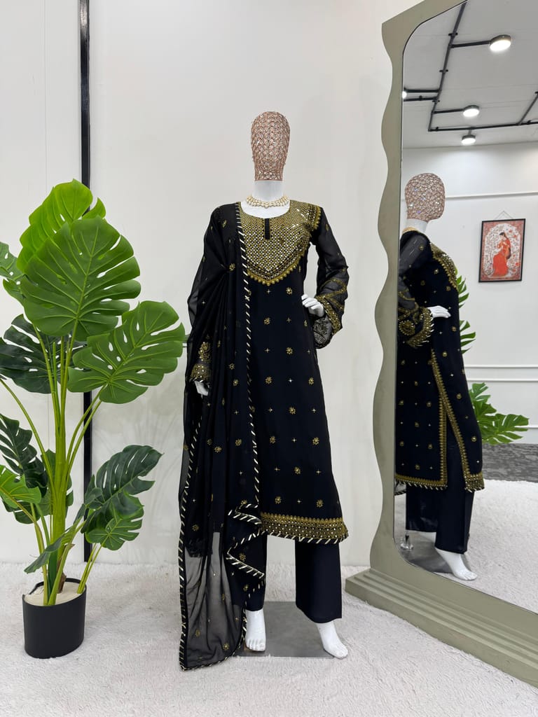 Black Salwar Kameez Readymade Pakistani Stitched New Indian Ready To Wear Wedding Suit