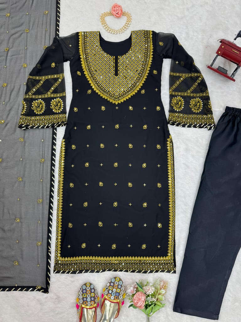 Black Salwar Kameez Readymade Pakistani Stitched New Indian Ready To Wear Wedding Suit