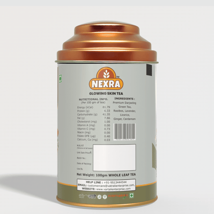 Nexra - Glowing Skin Tea - 100g Tin Box | Whole Leaf Herbal Tea Blend for Radiant and Healthy Skin