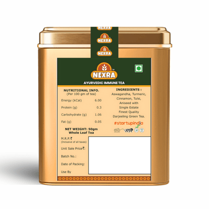 Nexra - Ayurvedic Immune Tea - 50g | Whole Leaf Tea for Natural Immune Support | Herbal Wellness Blend | Boost Immunity and Helps to Promote Overall Health