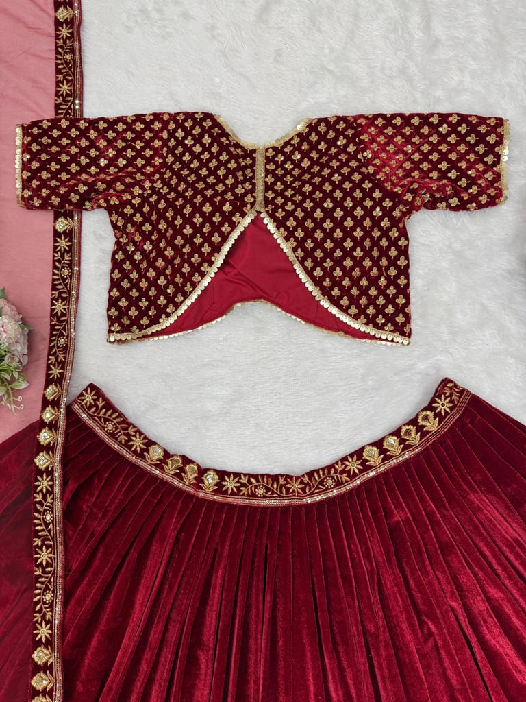 Red Lehenga Choli Readymade Stitched For Wedding Women Party Skirt Ready To Wear