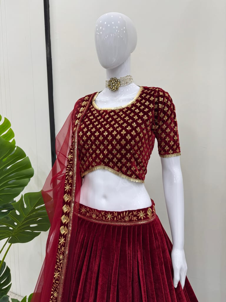 Red Lehenga Choli Readymade Stitched For Wedding Women Party Skirt Ready To Wear