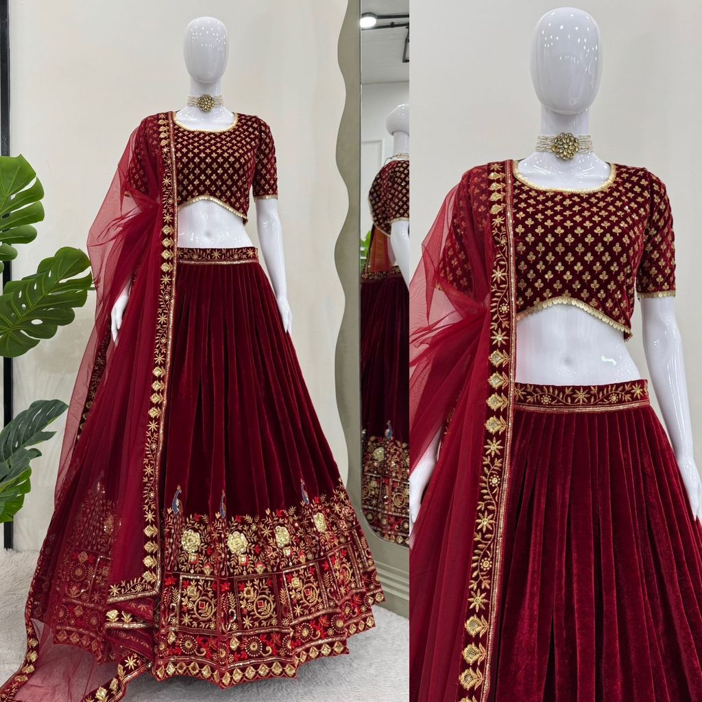 Red Lehenga Choli Readymade Stitched For Wedding Women Party Skirt Ready To Wear