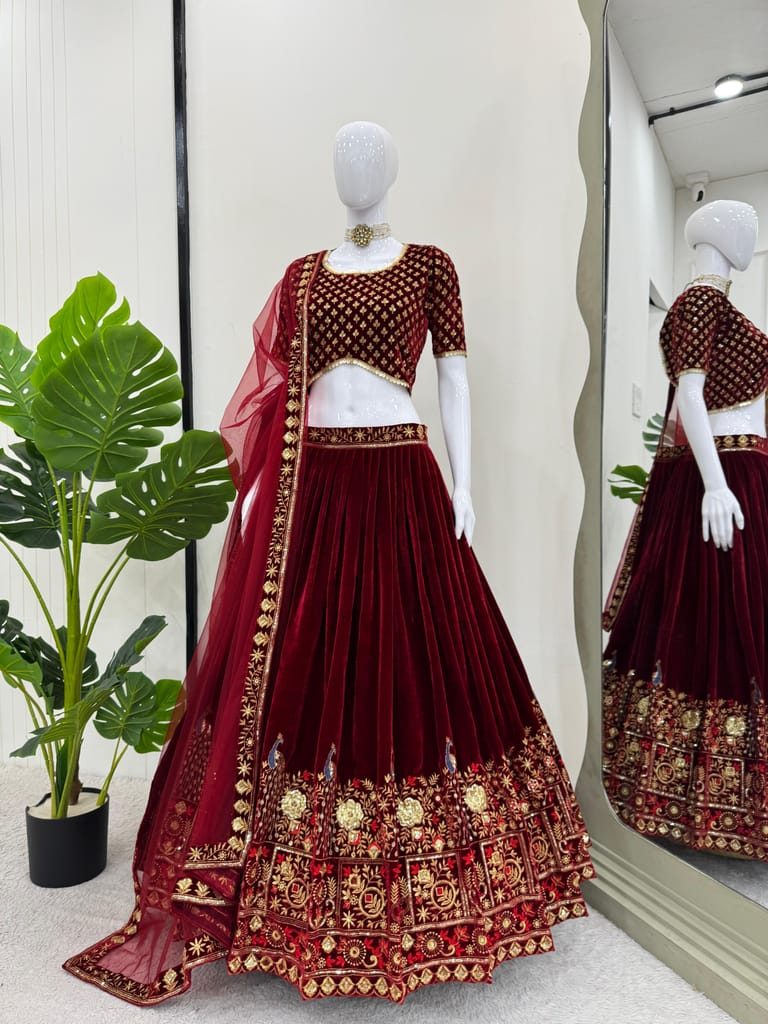 Red Lehenga Choli Readymade Stitched For Wedding Women Party Skirt Ready To Wear