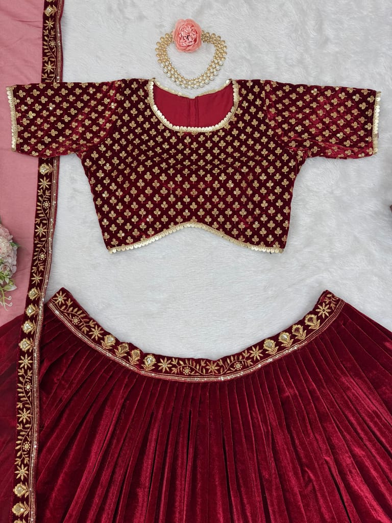Red Lehenga Choli Readymade Stitched For Wedding Women Party Skirt Ready To Wear