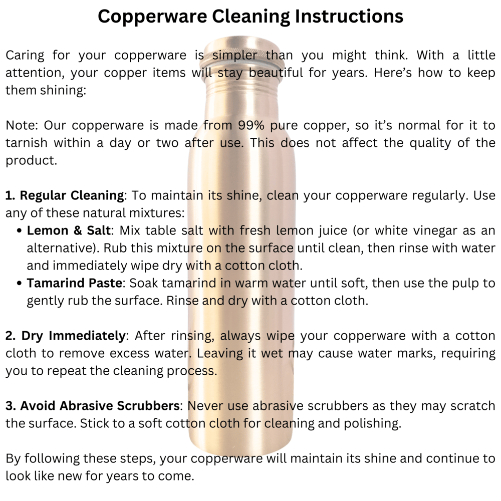 RAVIOS Plain Finish Copper Water Bottle | 32.5 OZ/950 ML | Handcrafted in India with Ayurveda & Yoga Health Benefits | Detoxifies Body, Improves Digestion, Immunity & Skin Tone