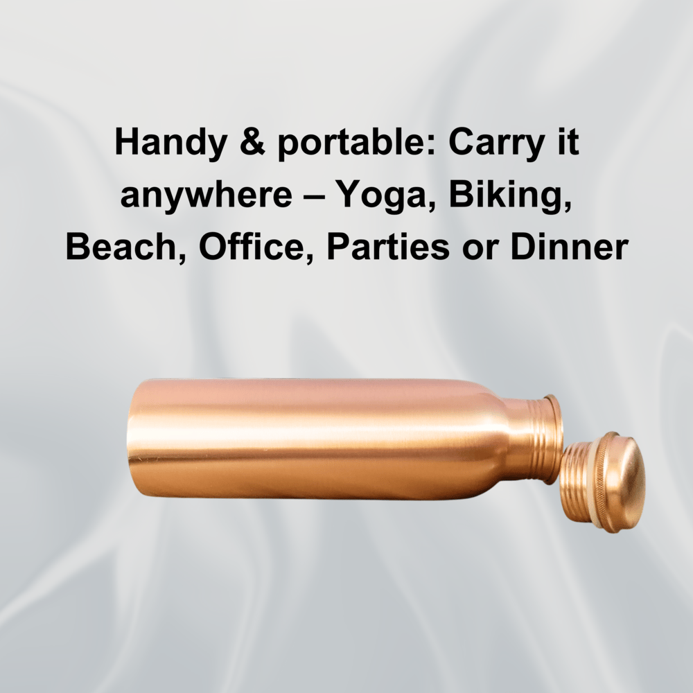 RAVIOS Plain Finish Copper Water Bottle | 32.5 OZ/950 ML | Handcrafted in India with Ayurveda & Yoga Health Benefits | Detoxifies Body, Improves Digestion, Immunity & Skin Tone