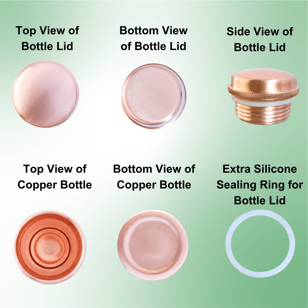 RAVIOS Plain Finish Copper Water Bottle | 32.5 OZ/950 ML | Handcrafted in India with Ayurveda & Yoga Health Benefits | Detoxifies Body, Improves Digestion, Immunity & Skin Tone