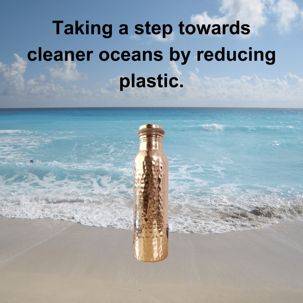 RAVIOS Hammered Copper Water Bottle | 32.5 OZ/950 ML | Handcrafted in India with Ayurveda & Yoga Health Benefits | Detoxifies Body, Improves Digestion, Immunity & Skin Tone