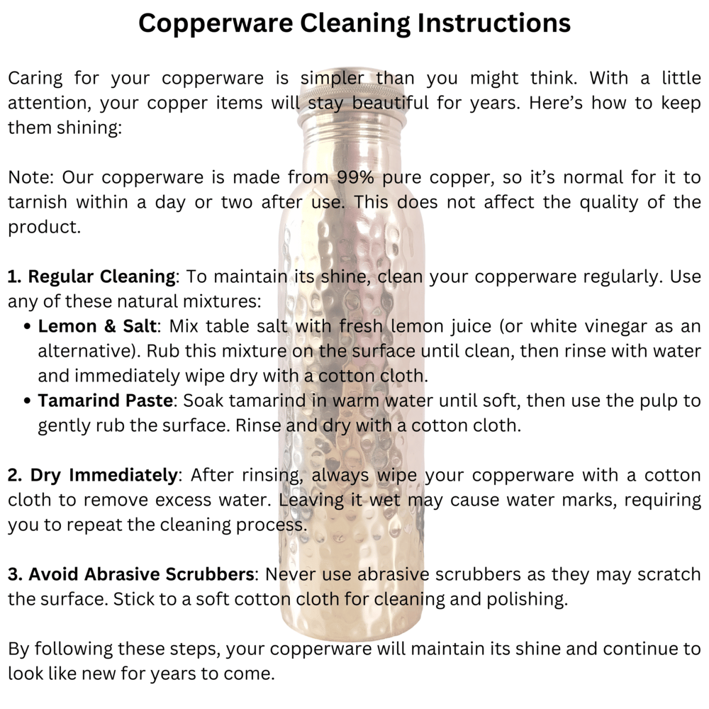 RAVIOS Hammered Copper Water Bottle | 32.5 OZ/950 ML | Handcrafted in India with Ayurveda & Yoga Health Benefits | Detoxifies Body, Improves Digestion, Immunity & Skin Tone