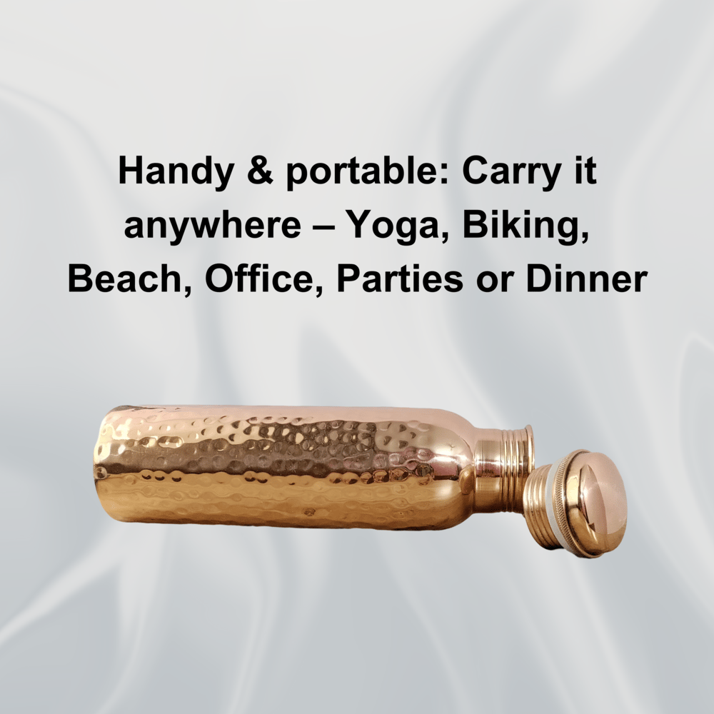 RAVIOS Hammered Copper Water Bottle | 32.5 OZ/950 ML | Handcrafted in India with Ayurveda & Yoga Health Benefits | Detoxifies Body, Improves Digestion, Immunity & Skin Tone