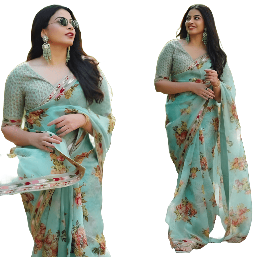 Readymade Designer Partywear sarees with stitched blouse New Ready To Wear Saree