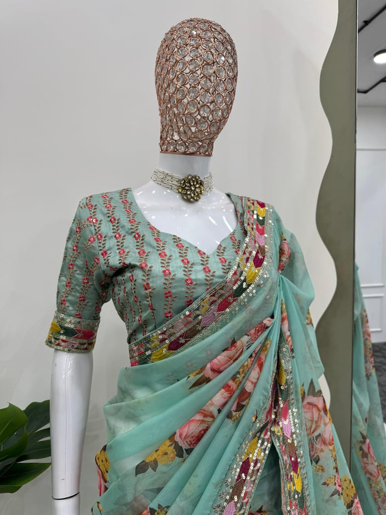 Readymade Designer Partywear sarees with stitched blouse New Ready To Wear Saree