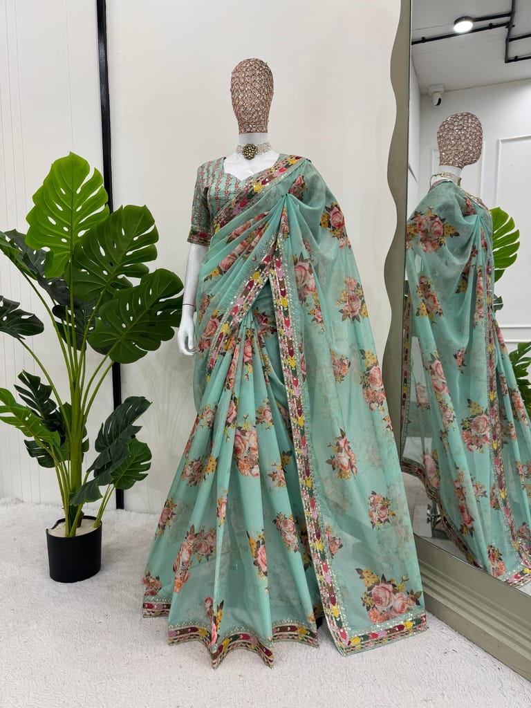 Readymade Designer Partywear sarees with stitched blouse New Ready To Wear Saree