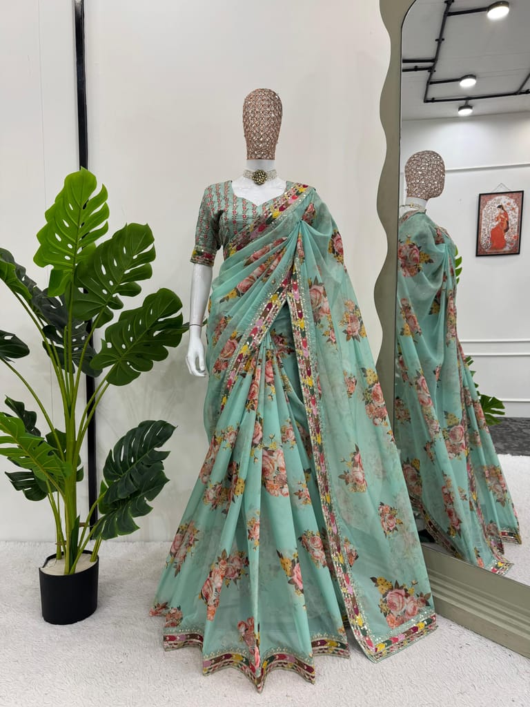 Readymade Designer Partywear sarees with stitched blouse New Ready To Wear Saree