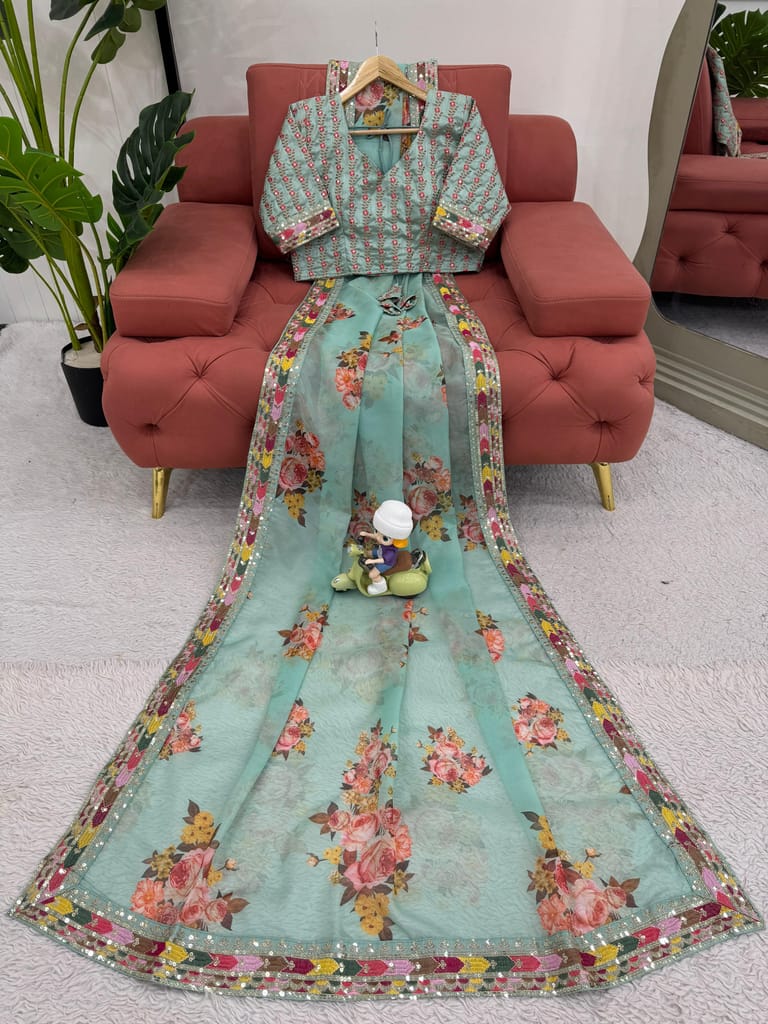 Readymade Designer Partywear sarees with stitched blouse New Ready To Wear Saree