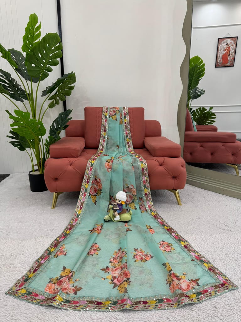 Readymade Designer Partywear sarees with stitched blouse New Ready To Wear Saree