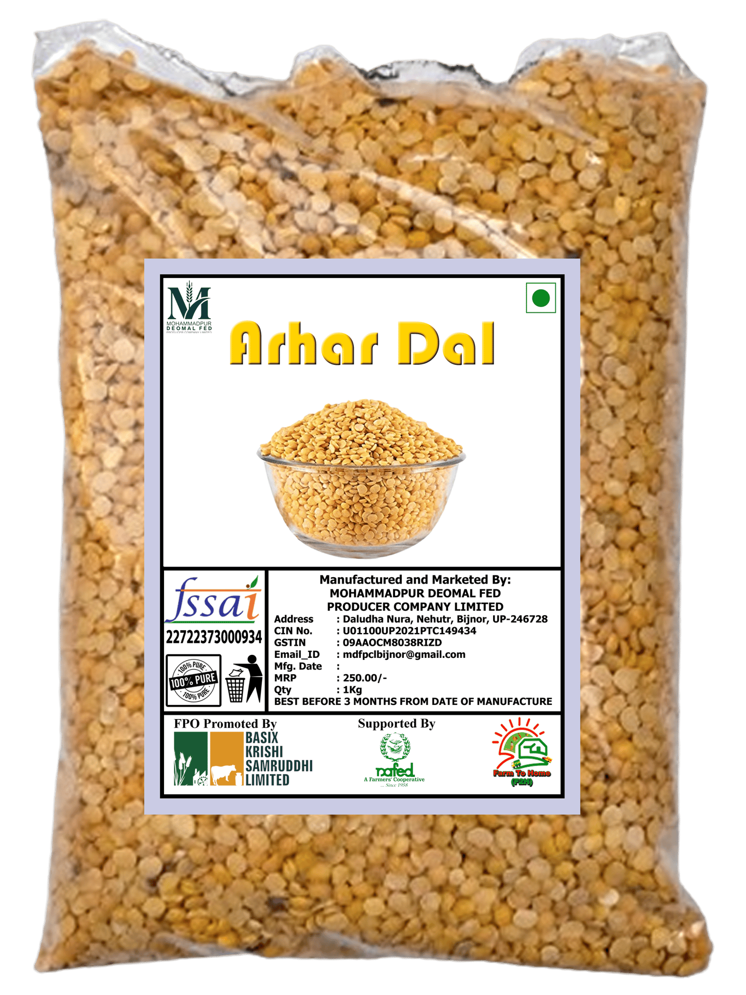 Arhar Dal - 1 Kg (pack of 3)