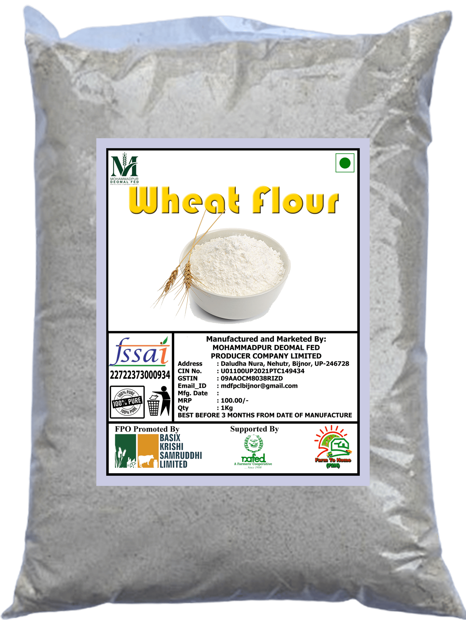 Wheat Flour | Gehun ka Atta | 1 Kg (pack of 2)