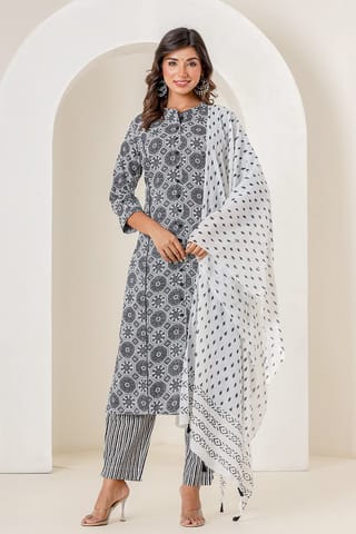 Blue Printed Organic Mulmul Dupatta