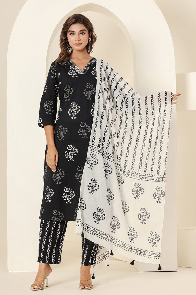 Black and White Organic Mulmul Dupatta