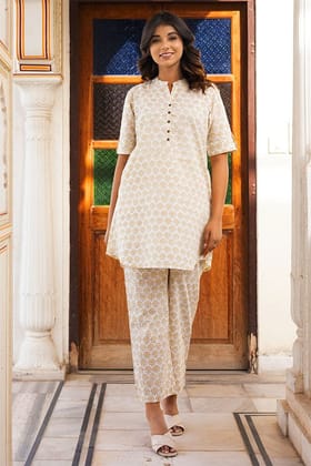 Yellow White Organic Cotton Co-ord Set