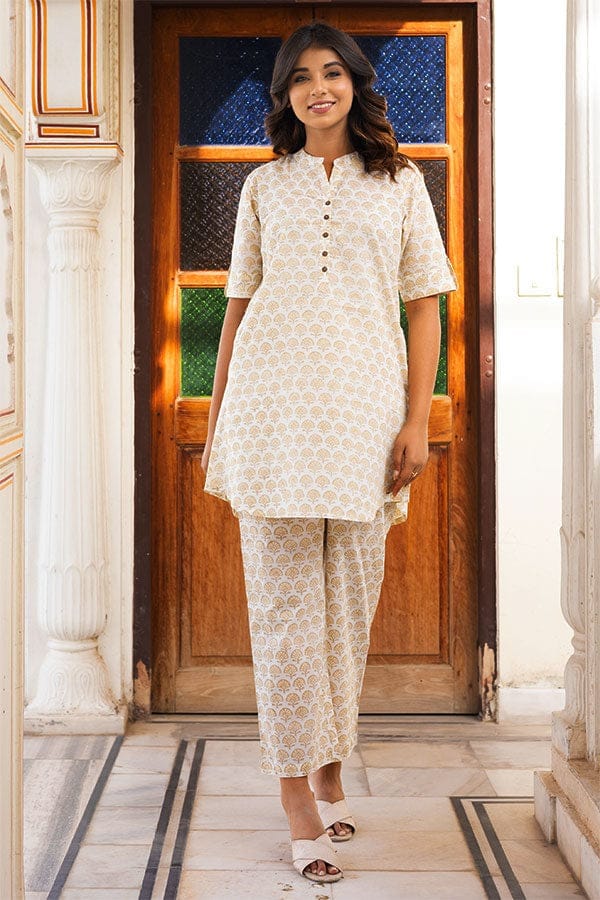 Yellow White Organic Cotton Co-ord Set