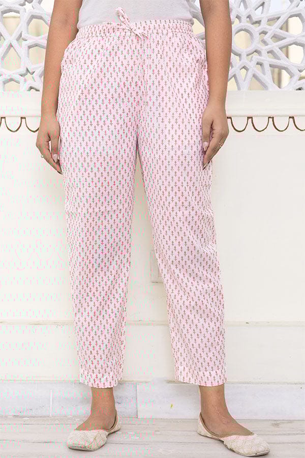 White Orange Organic Cotton Cigarette Pants