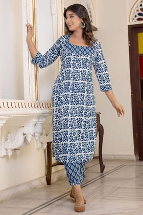 White Indigo Organic Cotton Straight Kurta
